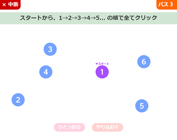 視覚探索（注意力）の課題画面