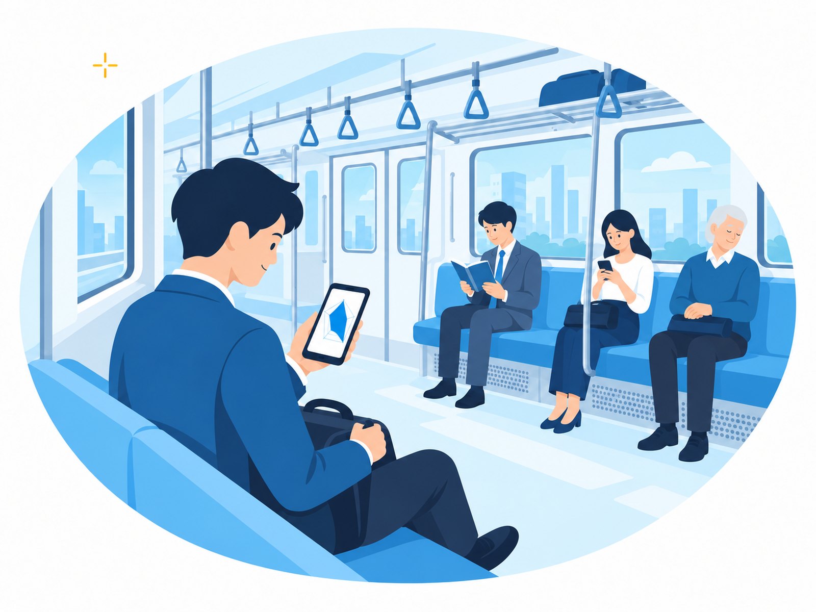 現役のデスクワーカーが、スマホでマインドメーターのセルフケア画面を短時間チェックする様子